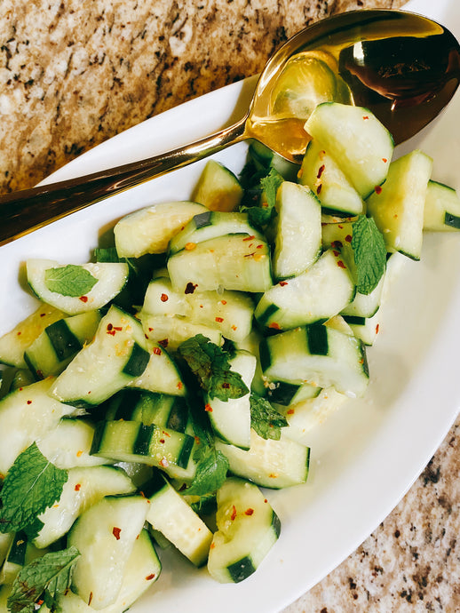 Cucumbers with Ginger, Rice Vinegar, and Mint