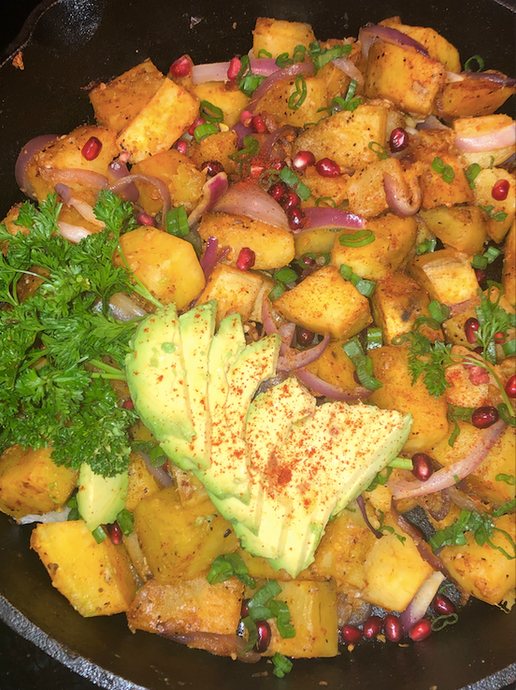 Pomegranate Breakfast Potatoes with Avocado